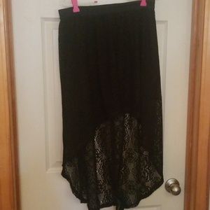 Boho Crochet Black Hi-Lo Skirt